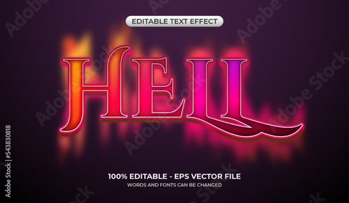 Realistic Hell text effect. Editable rainbow gradient text effect with fire vibrant