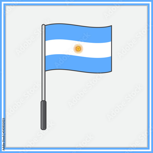 Argentina Flag Cartoon Vector Illustration. Flag of Argentina Flat Icon Outline