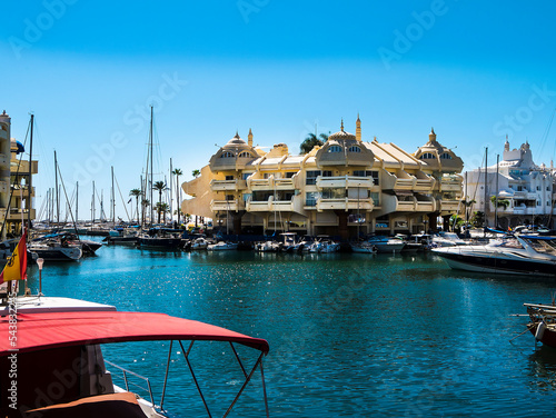 Benalmádena is a town on southern Spain's Costa del Sol, known for its beaches and Tivoli World theme park. Puerto marina is a buzzing part of Benalmadena, which has 1100 moorings for boats photo