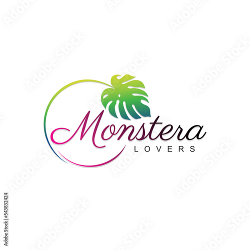 Monstera lovers leaf design vector
