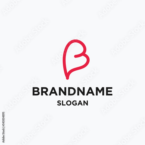 Letter b love logo icon design template 
