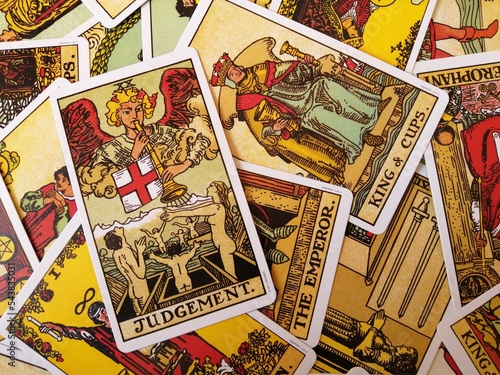 Obraz na plátně Picture of the Judgement  tarot card from the original Rider Waite tarot deck wi