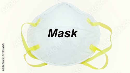 N95 mask isolated on white background, protect from dust, pm 2.5 and corona virus covid-19.