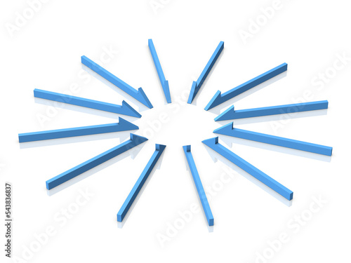 中央に集まる複数の矢印