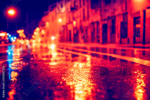 Night city lights  rain  bokeh  flares  reflections. 3d