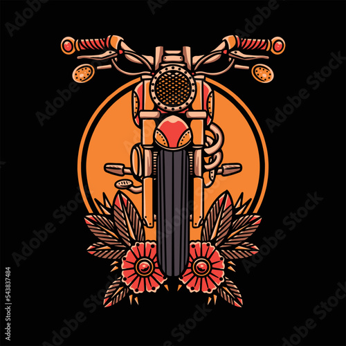 oldschool motorcycle tattoo vector design