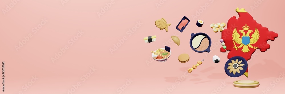 3d rendering of japanese food consumption in Montenegro for social media content 