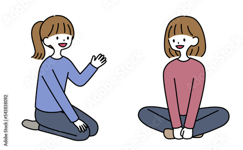 座ってお喋りをする女性