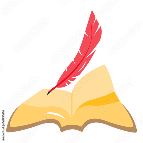 Book and apple, concept of healthy knowledge flat icon 