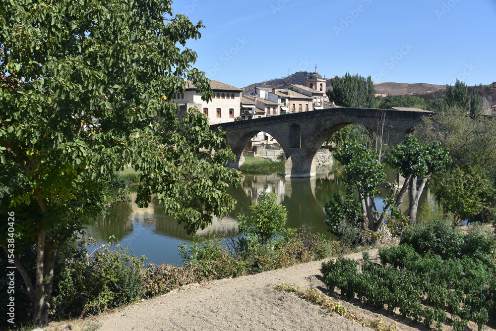 Puente la Reina, Spain 31 Aug, 2022 Arches of the roman Puente la