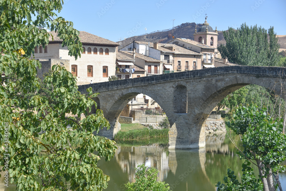 Puente la Reina, Spain 31 Aug, 2022 Arches of the roman Puente la