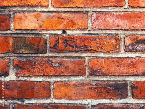 Rustic clay brick pattern as background, texture of an old wall from Halmstad, Sweden