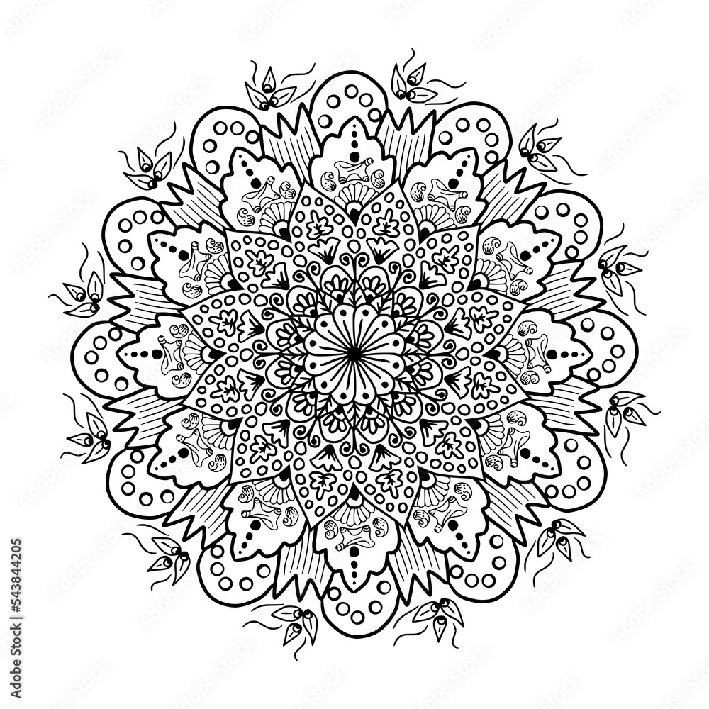 Obraz abstract wild Mandela design png, adult anti-stress coloring page ...