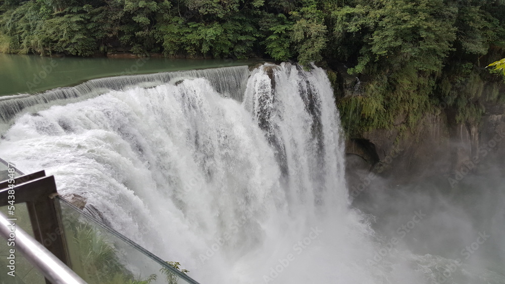 Shifen Waterfall with green nature. Taipei City, Taiwan.