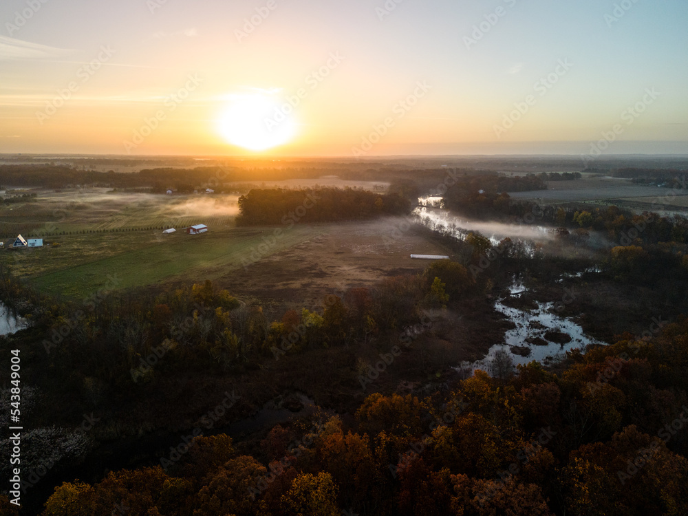 Aerial Drone Sunrise in Plainsboro, Princeton, Cranbury