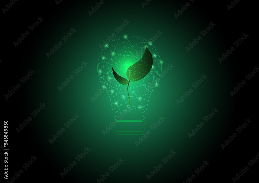 Ecology and sustainable environment concept. Light bulb polygon with glowing plant. Vector illustration. Ecology and sustainable environment concept. Light bulb polygon with glowing plant. Vector illustration.
