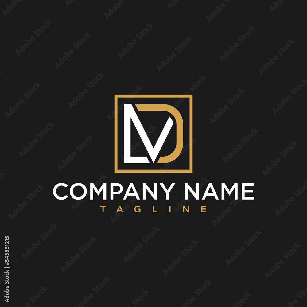 letter md or dm luxury initial square logo design inspiration Stock