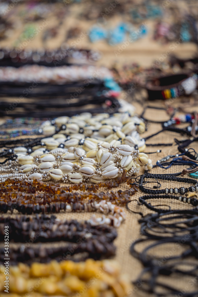 Obraz premium Many colorful bracelets from handcraft souvenirs shop