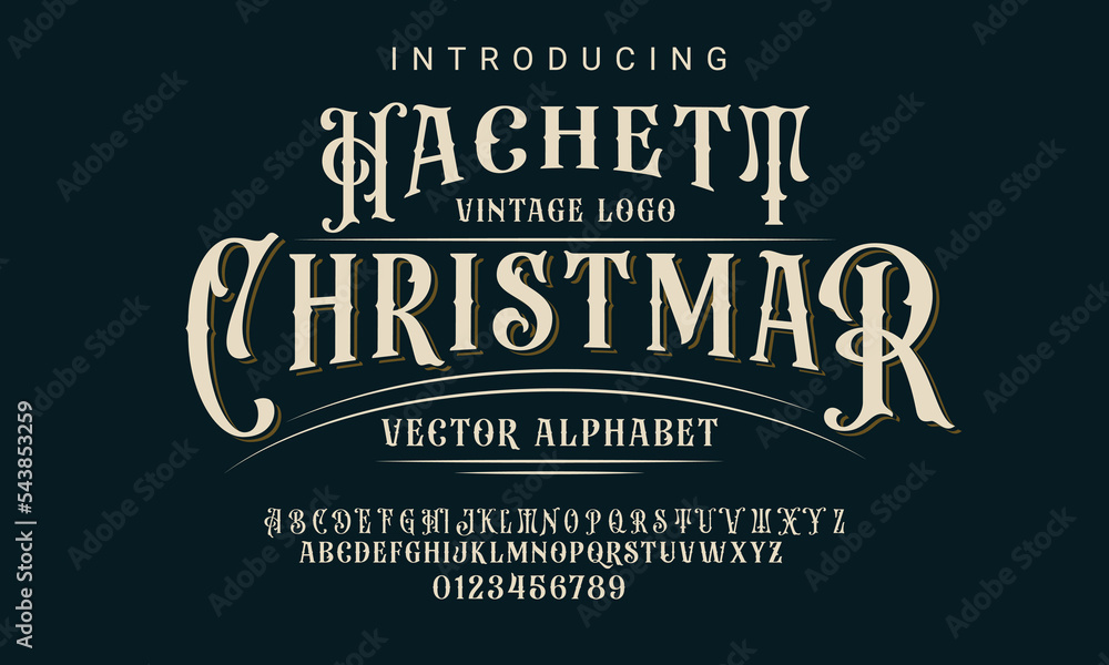 Vintage Victorian typeface decorative Font - obrazy, fototapety, plakaty 