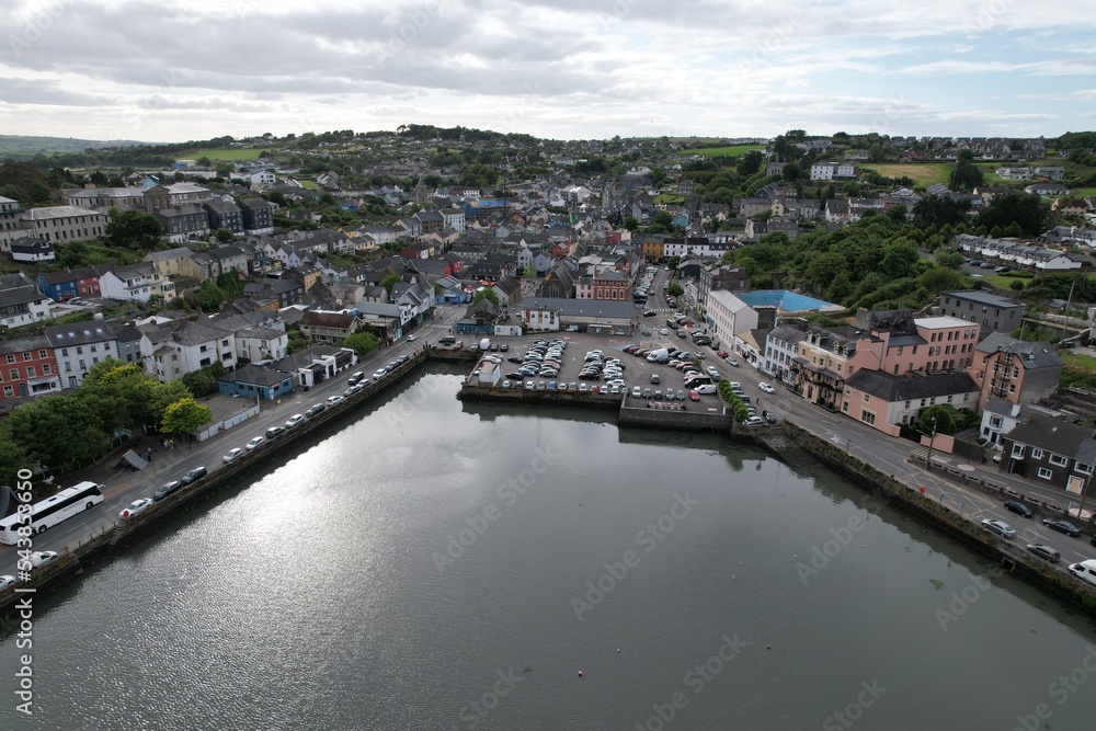 Kinsale town  and marrina county Cork Ireland drone aerial view ..