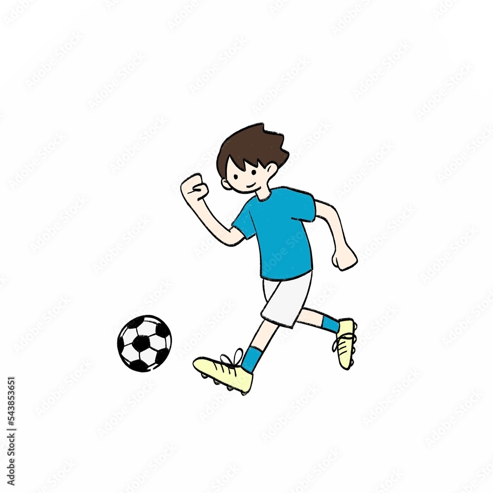 ドリブルするサッカー少年
