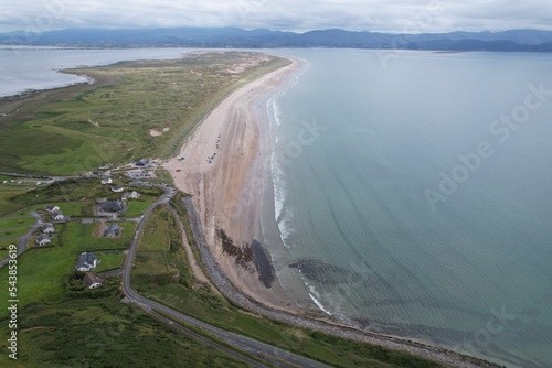 Inch beach Dingle peninsula Ireland high angle  drone aerial view photo
