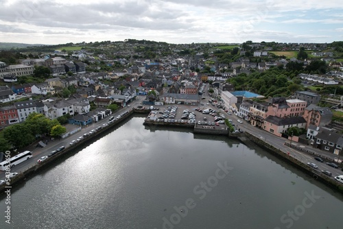 Kinsale town and marrina county Cork Ireland drone aerial view ..
