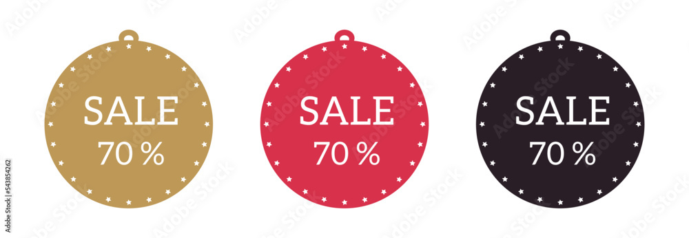 Set of red, black and gold stickers Black Friday SALE on white background
