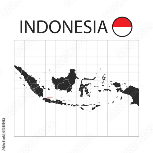 country map of indonesia with nation flag