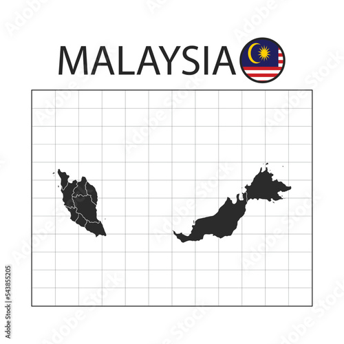 country map of malaysia with nation flag