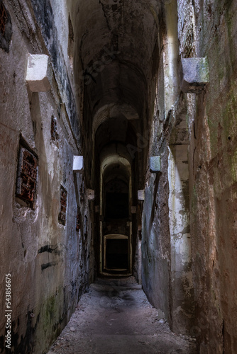 Fototapeta Naklejka Na Ścianę i Meble -  Inside Austrian fortress Landro in the Dolomite Alps of South Tirol, an architectural remain of the border disputes between Austria and Italy
