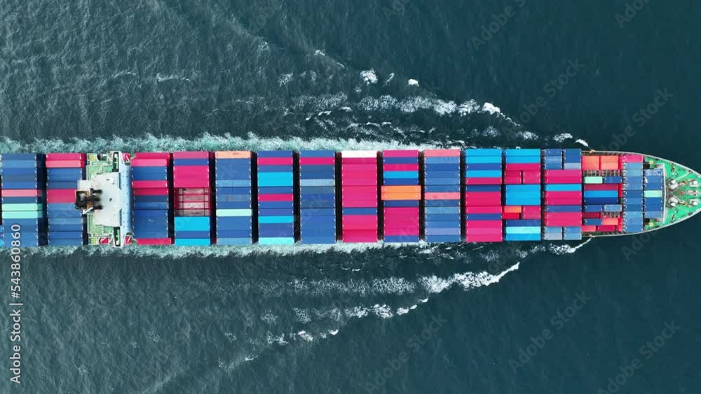 Cargo container Ship, cargo maritime ship with contrail in the ocean ...
