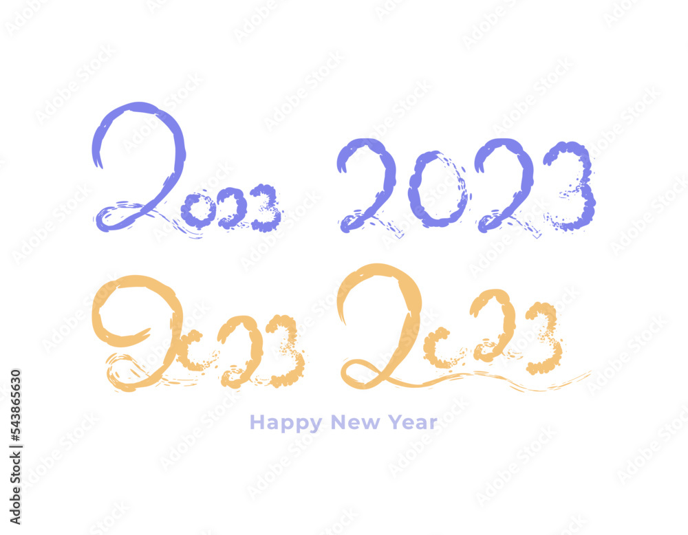 happy new year 2023. collection or set of numbers 2023. brush, text, typography. graphic element design for calendars, posters, banners, greeting cards, social media, websites, and backgrounds happy new year 2023. collection or set of numbers 2023. brush, text, typography. graphic element design for calendars, posters, banners, greeting cards, social media, websites, and backgrounds