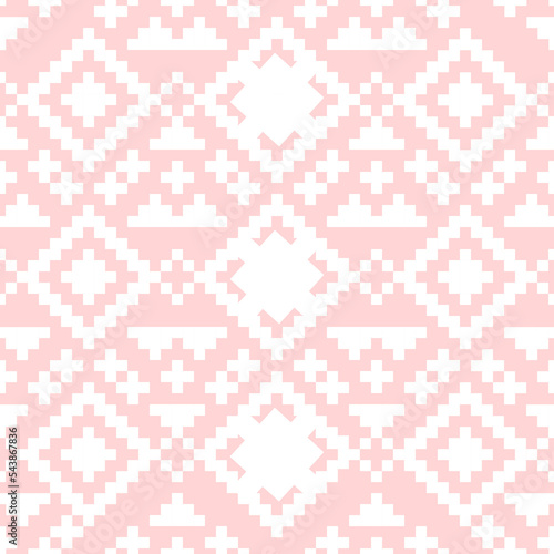 seamless white color mosaic pattern, pink color for the background