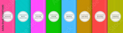Collection of colorful seamless striped patterns. Bright repeatable backgrounds. Wavy and zigzag linear textures. Minimalistic textile prints with lines - vibrant design