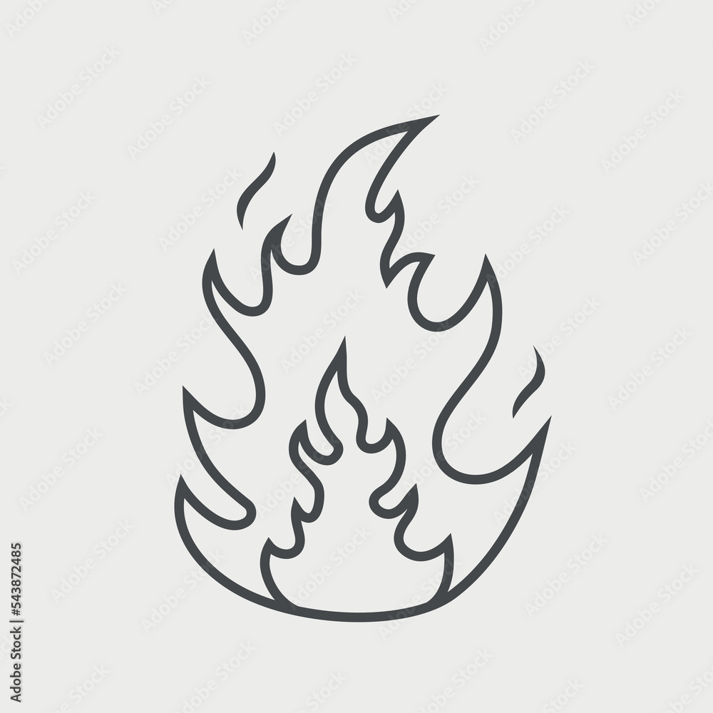Burning flames line icon. Hot flaming element. Vector illustration Burning flames line icon. Hot flaming element. Vector illustration
