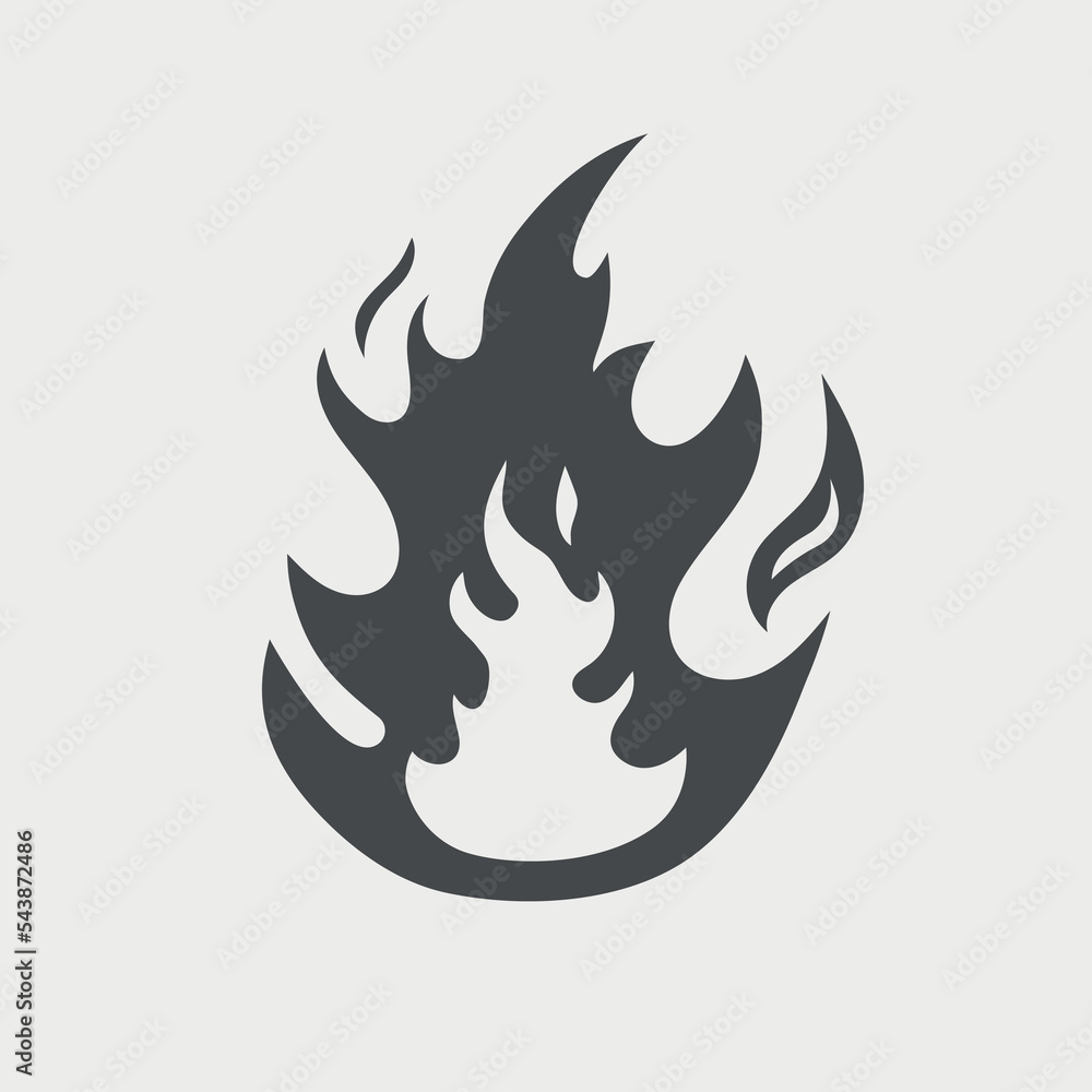 Burning flames logo. Hot flaming element. Vector glyph illustration Burning flames logo. Hot flaming element. Vector glyph illustration