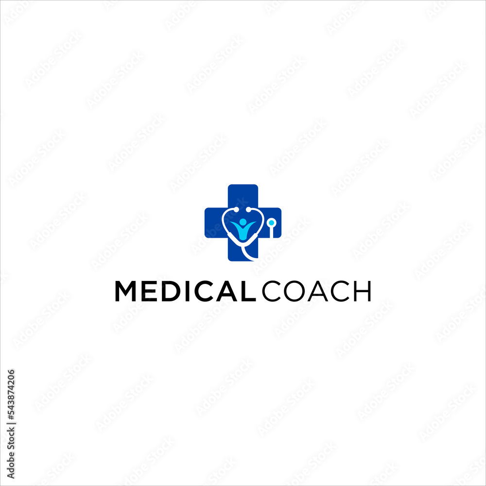 medical coach logo with stethoscope doctor vector medical coach logo with stethoscope doctor vector