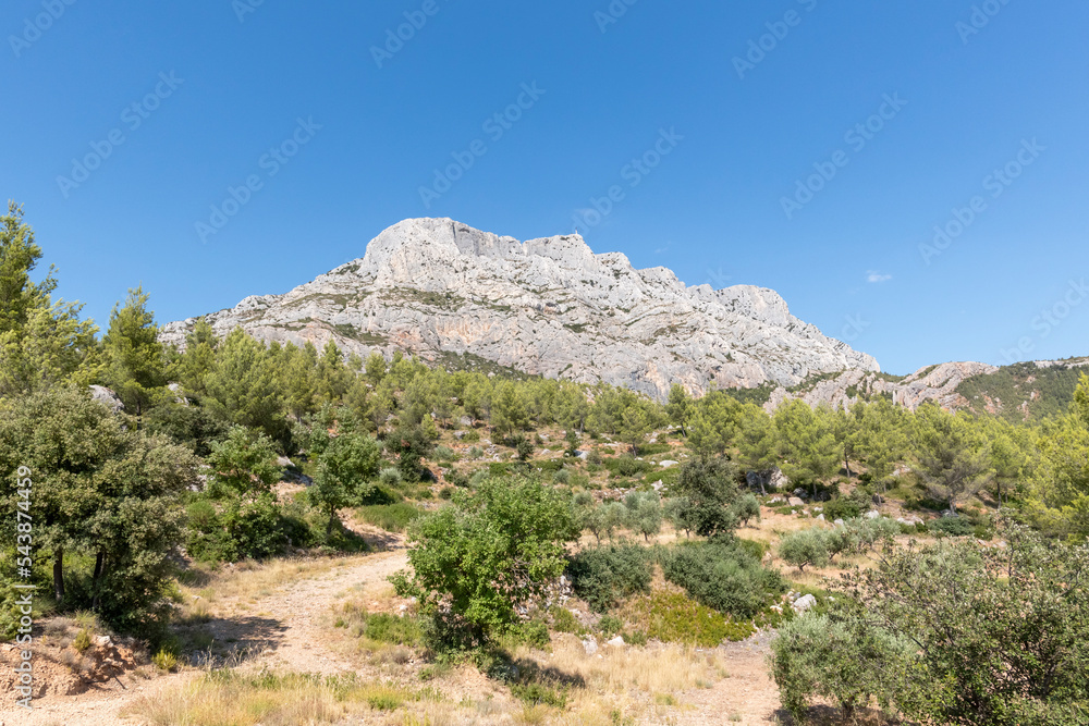 The famous and Iconic Sainte Victoire mountains close by the city of Aix-en-Provence, a touristic destination, South of France