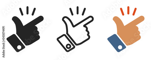 It’s simple - finger snap set icon in flat style. Easy icon. Finger snapping click flick hand gesture sign - stock vector