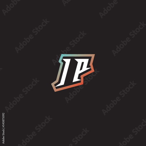 IP initial gradation color concept esport logo design