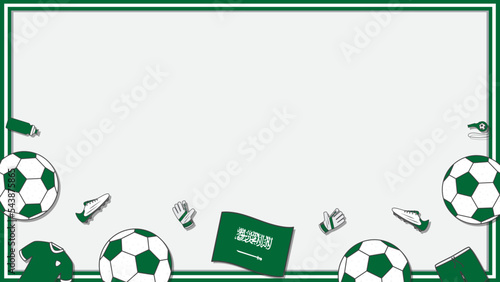 Football Background Design Template. Football Cartoon Vector Illustration. Soccer In Saudi Arabia