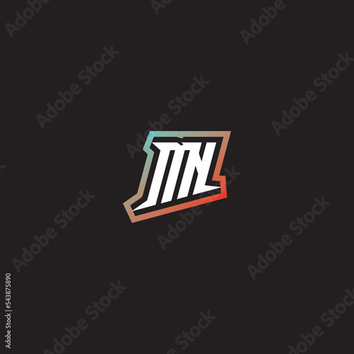 MN initial gradation color concept esport logo design