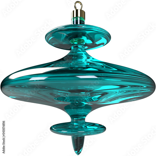 Billede på lærred 3d blown teal blue glass Christmas tree toy isolated