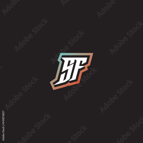 SF initial gradation color concept esport logo design
