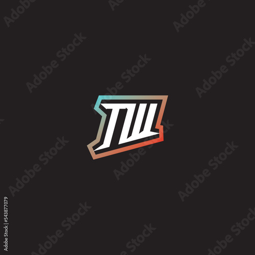 TW initial gradation color concept esport logo design