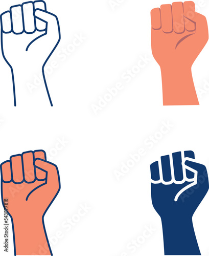 Hand with clenched fist icon set