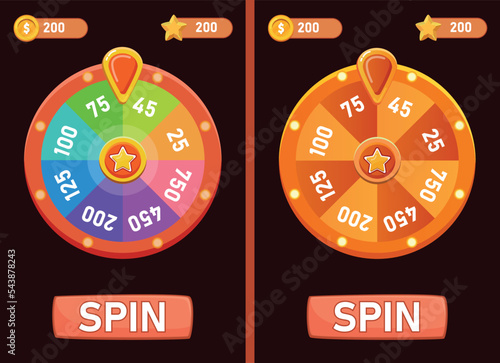  spinning fortune wheel, lucky roulette vector illustration