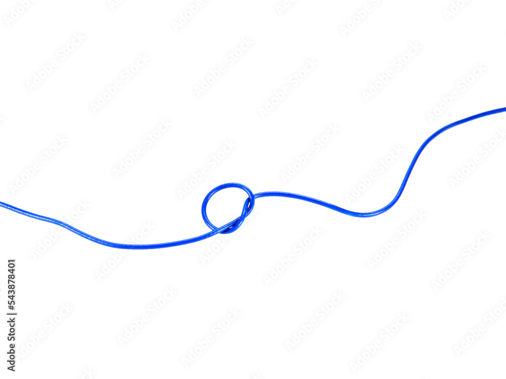 Blue wire cable of usb and adapter isolated on white background