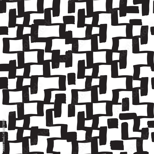 Hand drawn abstract maze style seamless pattern.